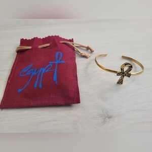 Gold Ankh Cuff Bracelet